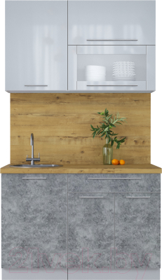 Кухонный гарнитур Интерлиния Мила Пластик 1.2 В - фото