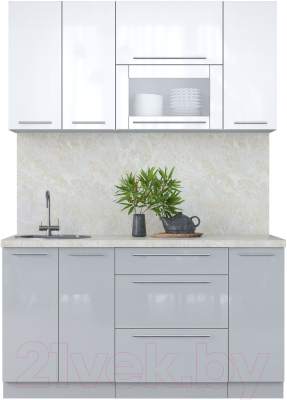 Кухонный гарнитур Интерлиния Мила Пластик 1.5 В - фото