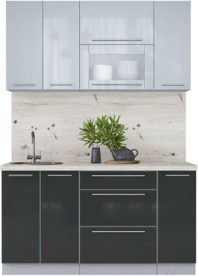 Кухонный гарнитур Интерлиния Мила Пластик 1.5 В - фото