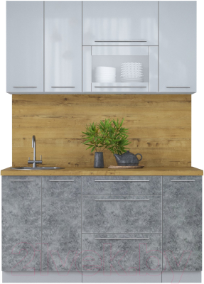 Кухонный гарнитур Интерлиния Мила Пластик 1.5 В - фото