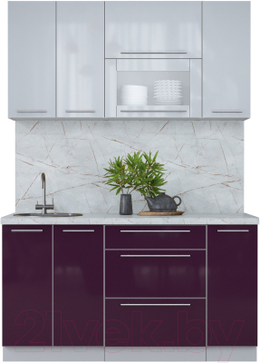 Кухонный гарнитур Интерлиния Мила Пластик 1.5 В - фото