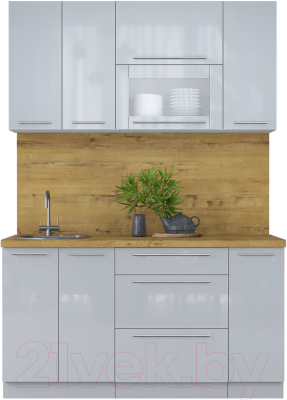 Кухонный гарнитур Интерлиния Мила Пластик 1.5 В - фото