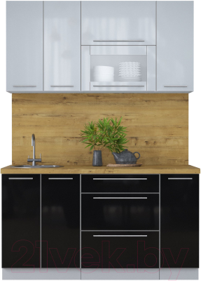 Кухонный гарнитур Интерлиния Мила Пластик 1.5 В - фото