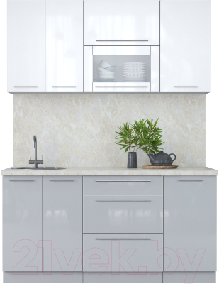 Кухонный гарнитур Интерлиния Мила Пластик 1.6 В - фото