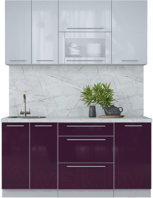 Кухонный гарнитур Интерлиния Мила Пластик 1.6 В - фото