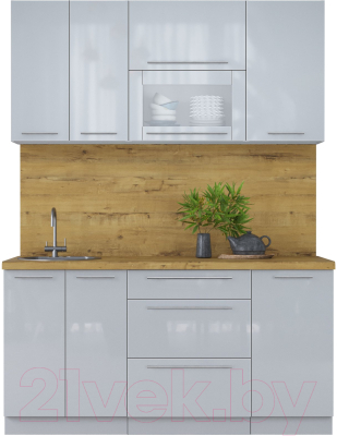 Кухонный гарнитур Интерлиния Мила Пластик 1.6 В - фото