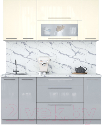 Кухонный гарнитур Интерлиния Мила Пластик 1.7 В - фото
