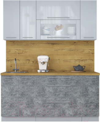 Кухонный гарнитур Интерлиния Мила Пластик 1.7 В - фото