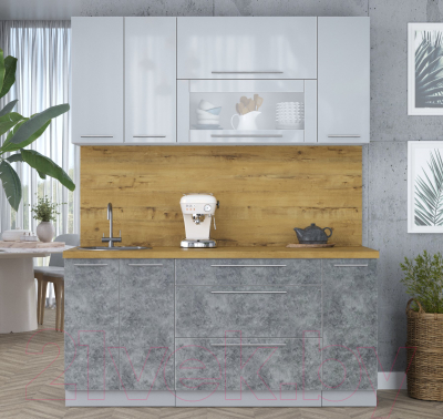 Кухонный гарнитур Интерлиния Мила Пластик 1.7 В