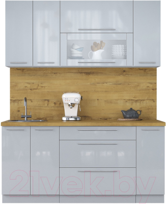 Кухонный гарнитур Интерлиния Мила Пластик 1.7 В - фото