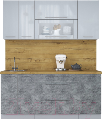 Кухонный гарнитур Интерлиния Мила Пластик 1.8 В - фото