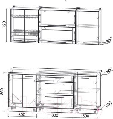 Кухонный гарнитур Интерлиния Мила Пластик 1.9 В