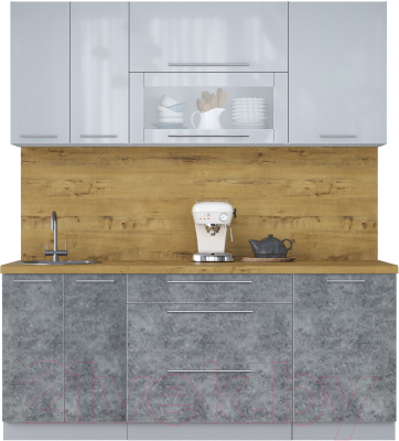 Кухонный гарнитур Интерлиния Мила Пластик 1.9 В - фото