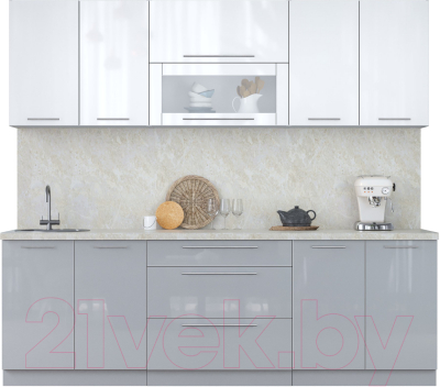 Кухонный гарнитур Интерлиния Мила Пластик 2.4 В - фото