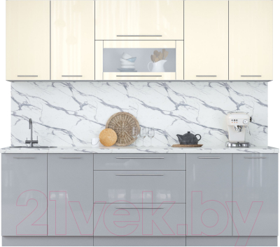 Кухонный гарнитур Интерлиния Мила Пластик 2.4В - фото