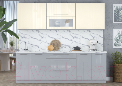 Кухонный гарнитур Интерлиния Мила Пластик 2.4В