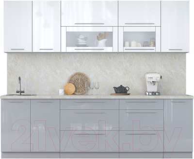 Кухонный гарнитур Интерлиния Мила Пластик 2.6 В - фото