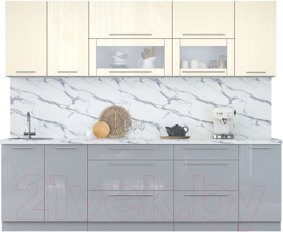Кухонный гарнитур Интерлиния Мила Пластик 2.6 В - фото