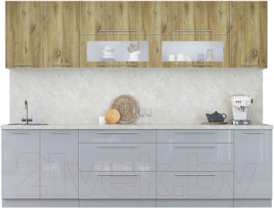 Кухонный гарнитур Интерлиния Мила Пластик 2.8 В - фото