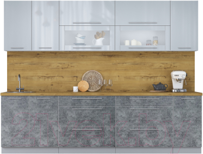 Кухонный гарнитур Интерлиния Мила Пластик 2.8 В - фото