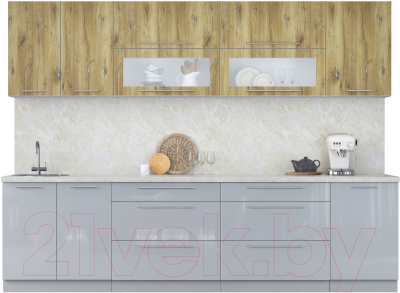 Кухонный гарнитур Интерлиния Мила Пластик 2.9 В - фото
