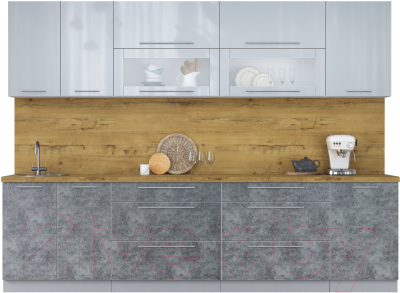 Кухонный гарнитур Интерлиния Мила Пластик 2.9 В - фото