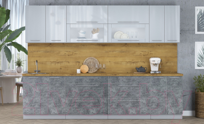 Кухонный гарнитур Интерлиния Мила Пластик 3.0 В