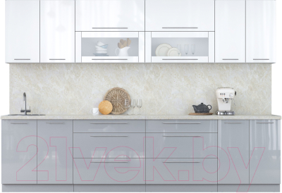 Кухонный гарнитур Интерлиния Мила Пластик 3.1 В - фото
