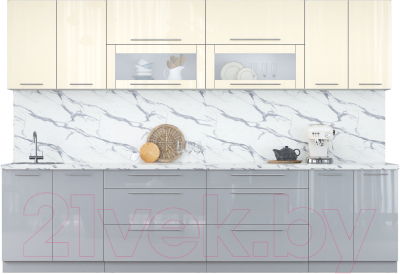 Кухонный гарнитур Интерлиния Мила Пластик 3.1 В - фото