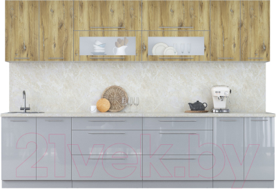 Кухонный гарнитур Интерлиния Мила Пластик 3.1 В - фото