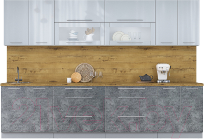 Кухонный гарнитур Интерлиния Мила Пластик 3.1 В - фото