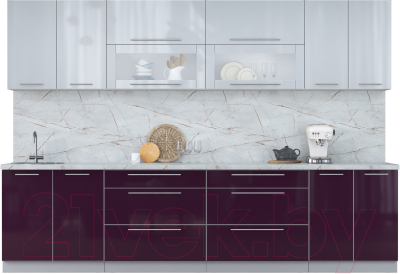 Кухонный гарнитур Интерлиния Мила Пластик 3.1 В - фото