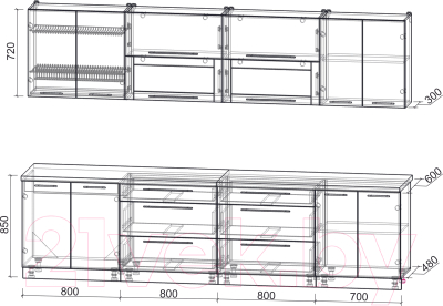 Кухонный гарнитур Интерлиния Мила Пластик 3.1 В