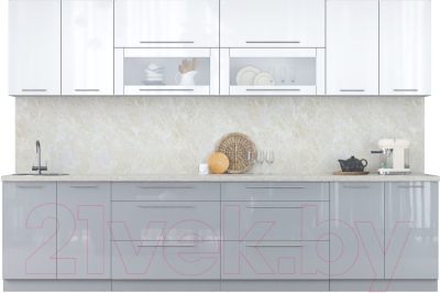 Кухонный гарнитур Интерлиния Мила Пластик 3.2 В - фото