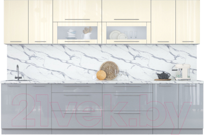 Кухонный гарнитур Интерлиния Мила Пластик 3.2 В - фото