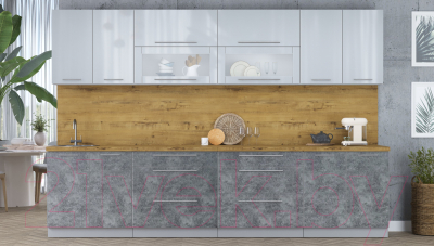 Кухонный гарнитур Интерлиния Мила Пластик 3.2 В