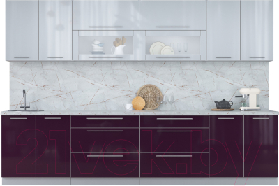 Кухонный гарнитур Интерлиния Мила Пластик 3.2 В - фото