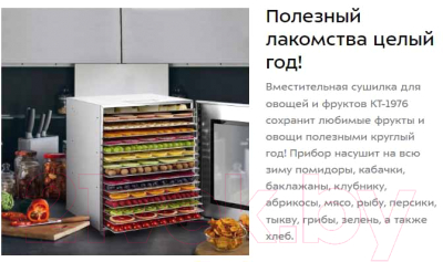 Сушильный шкаф для овощей и фруктов Kitfort КТ-1976