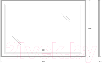 Зеркало BelBagno SPC-KRAFT-1200-800-LED-TCH-WARM-NERO