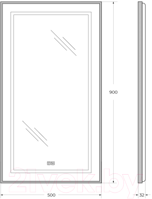 Зеркало BelBagno SPC-KRAFT-500-900-LED-TCH-WARM-NERO