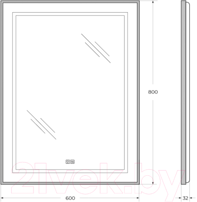 Зеркало BelBagno SPC-KRAFT-600-800-LED-TCH-WARM-NERO