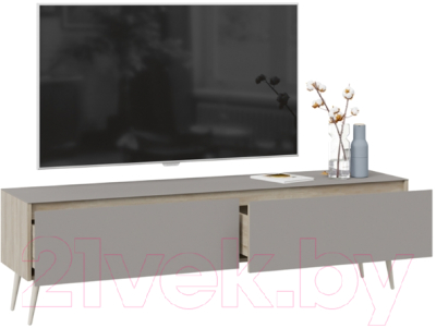 Тумба ТриЯ Глосс СМ-319.03.011 с опорами (баттл рок/стекло Stone светлый)