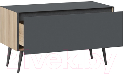 Тумба ТриЯ Глосс СМ-319.03.012 с опорами (яблоня беллуно/стекло графит матовый/серый)