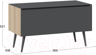 Тумба ТриЯ Глосс СМ-319.03.012 с опорами (яблоня беллуно/стекло графит матовый/серый)