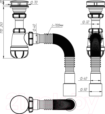 Сифон Aquant S0116-35-MR