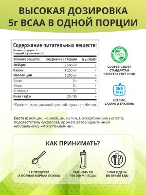 Аминокислоты BCAA 1WIN 2:1:1