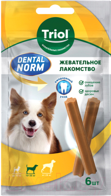 Лакомство для собак Triol Dental Norm Палочки жевательные для средних пород / 10161006 - фото