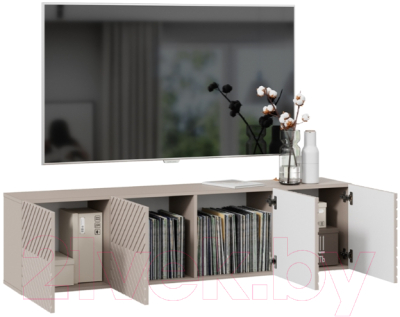 Тумба ТриЯ Танго ТВ тип 1 (глиняно-серый/холст латте)