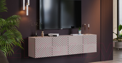 Тумба ТриЯ Танго ТВ тип 1 (глиняно-серый/холст латте)