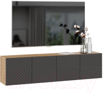 Тумба ТриЯ Танго ТВ тип 1 (дуб крафт золотой/холст вулкан) - фото